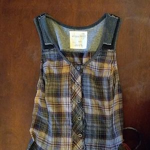 Plaid comfortable dress corset like back tie
